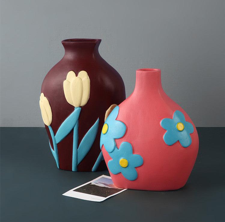 Retro Style Creative Painted Ceramic Vase Decoration - Pacisia
