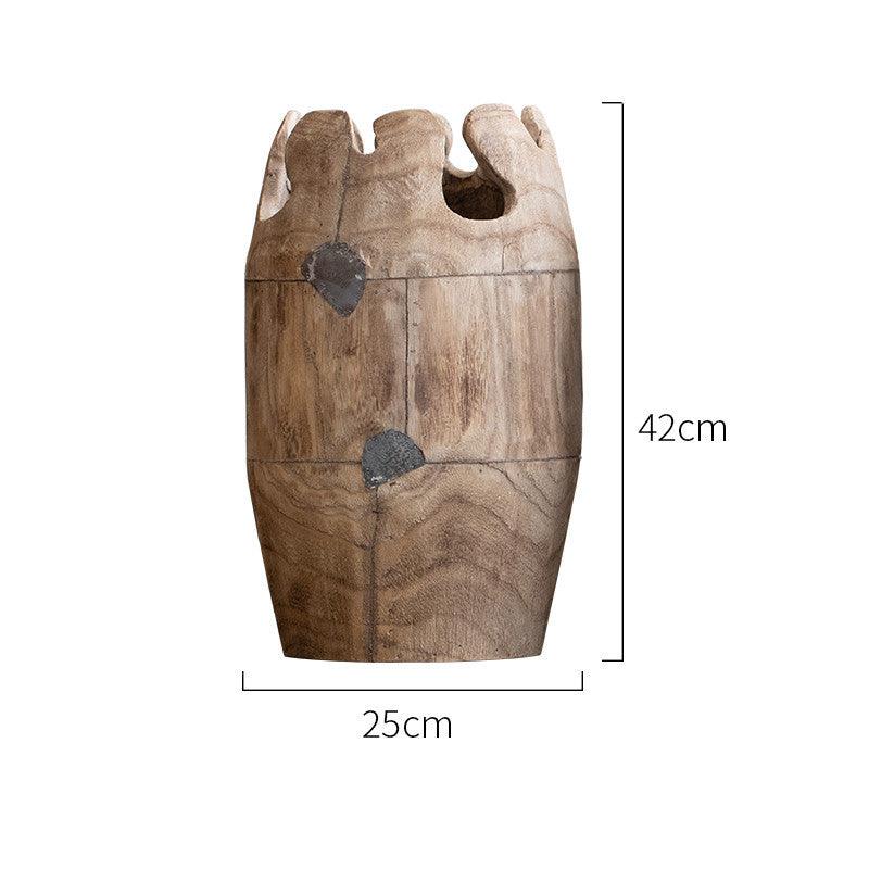 Retro Wooden Vase Dried Flower Decoration Ornament - Pacisia