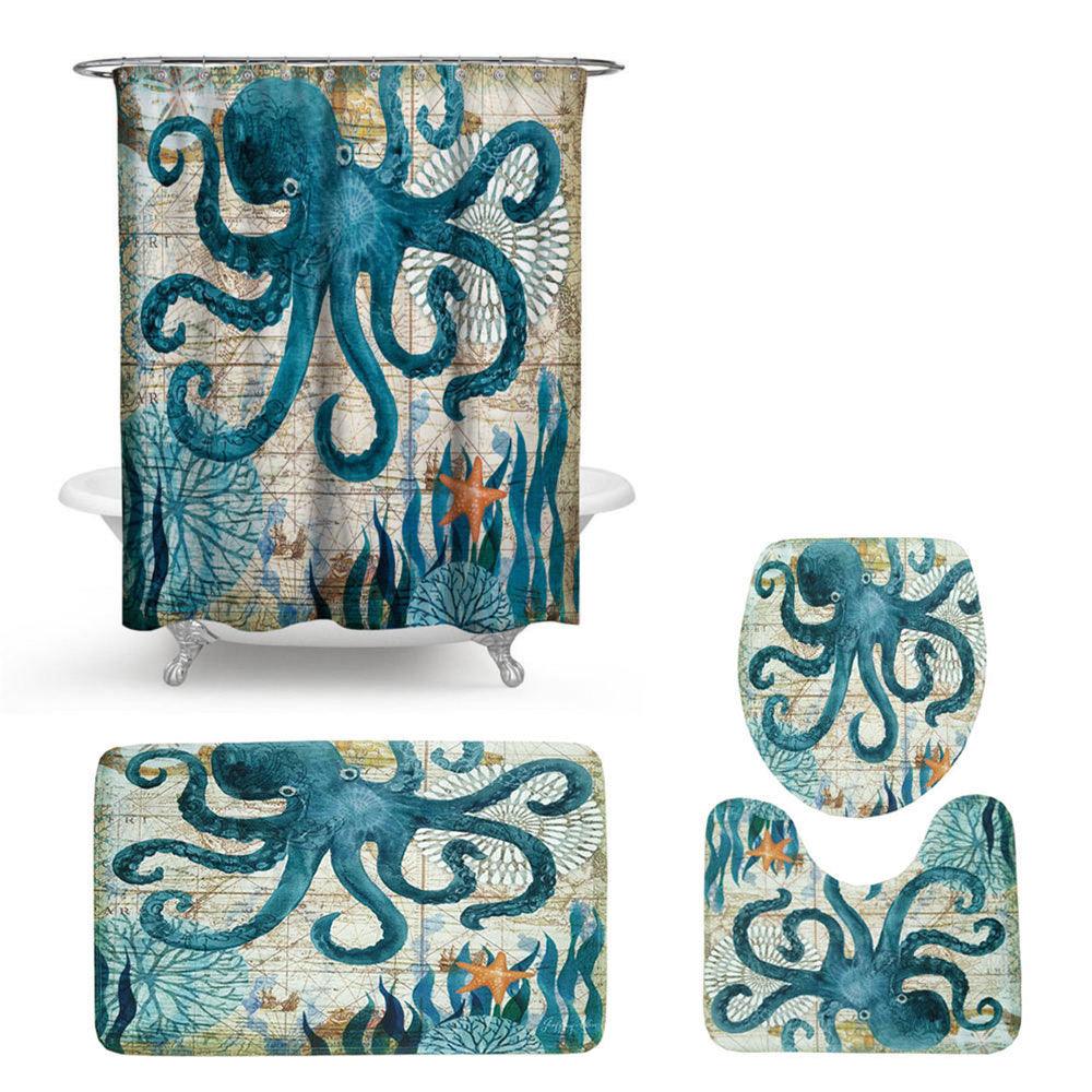 Shower curtain toilet cushion set - Pacisia