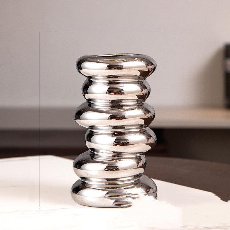 Silver Plating Irregular Ceramic Vase - Pacisia