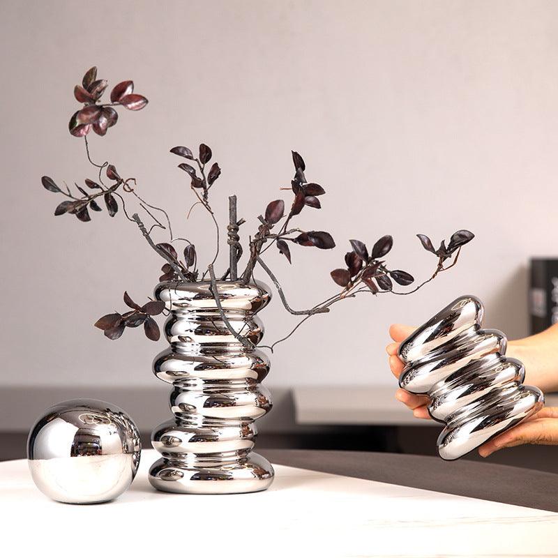 Silver Plating Irregular Ceramic Vase - Pacisia