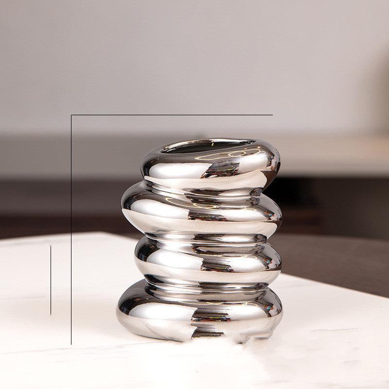 Silver Plating Irregular Ceramic Vase - Pacisia