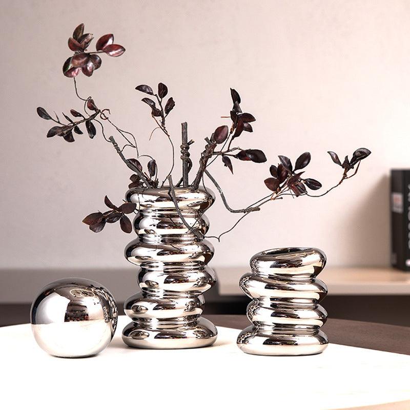 Silver Plating Irregular Ceramic Vase - Pacisia