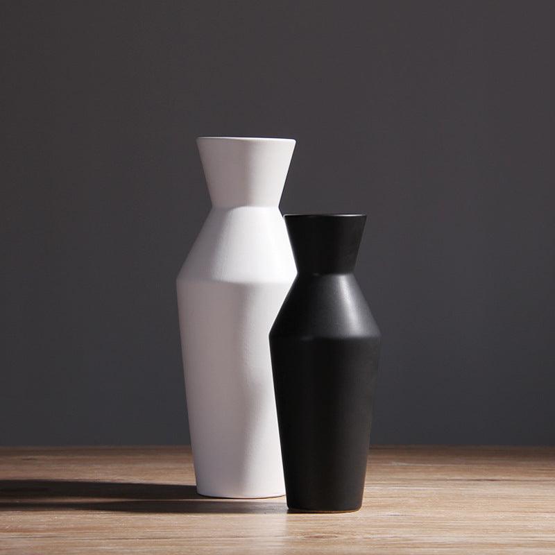 Simple Living Room Home Decoration Creative Black And White Ceramic Vase - Pacisia