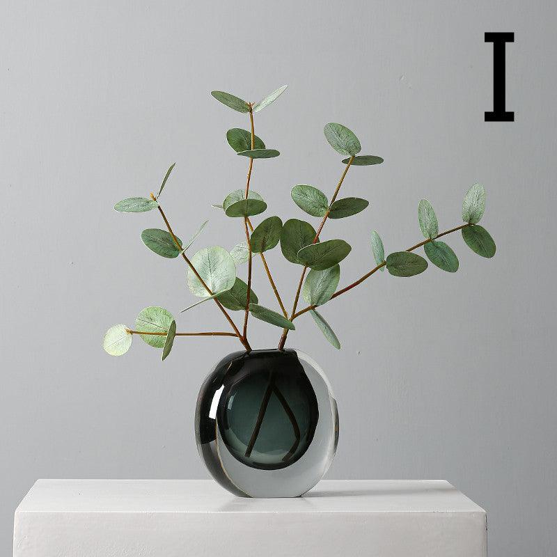 Simple Modern Glass Vase Light Luxury Model Room Soft Decoration Living Room Decoration - Pacisia