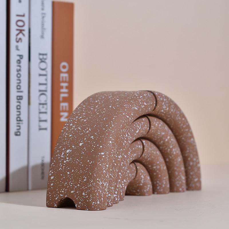 Simple Modern Terrazzo Red Bookend Ornaments - Pacisia