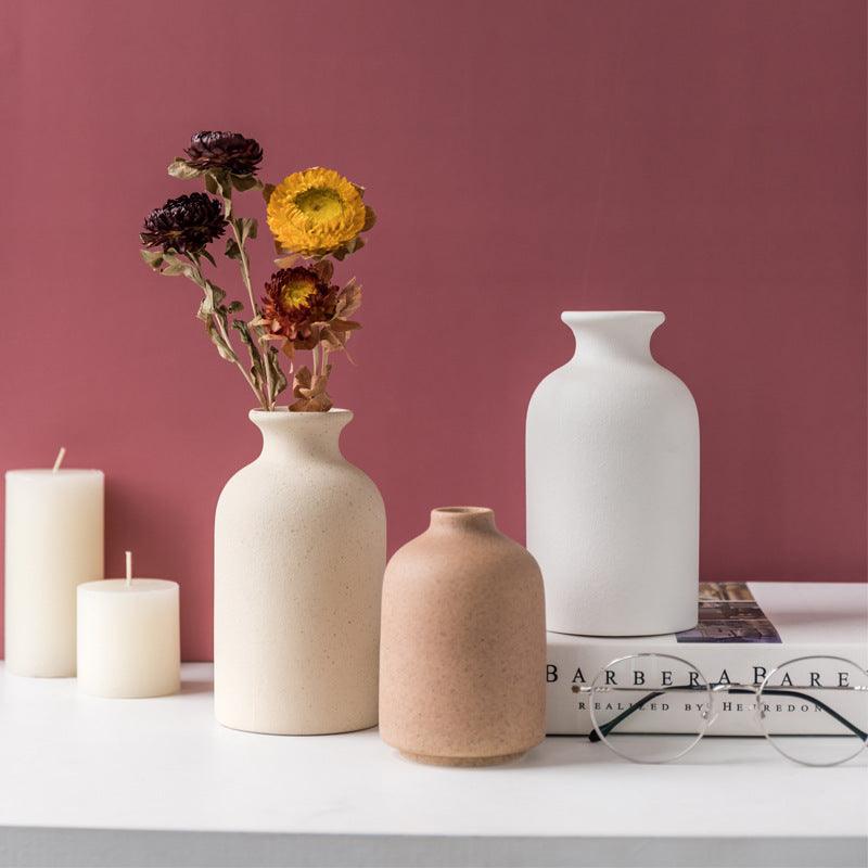 Simple Retro Frosted Ceramic Vase Creative Home Decoration - Pacisia