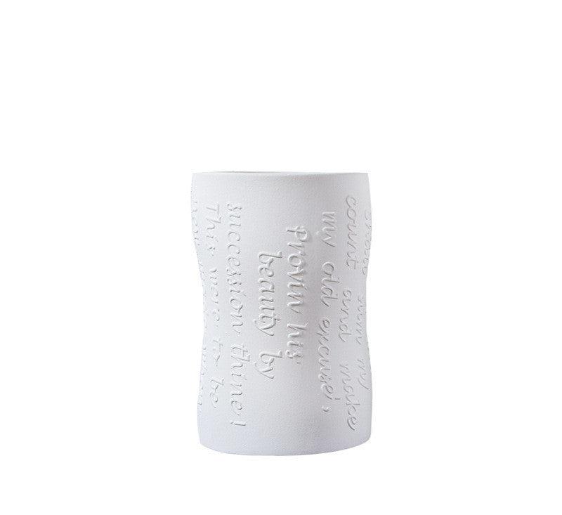 Simple White Ceramic Vase Living Room Creative Flower Arrangement Ornaments - Pacisia