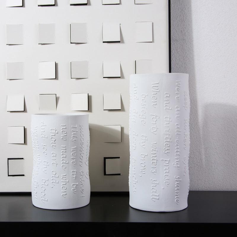 Simple White Ceramic Vase Living Room Creative Flower Arrangement Ornaments - Pacisia