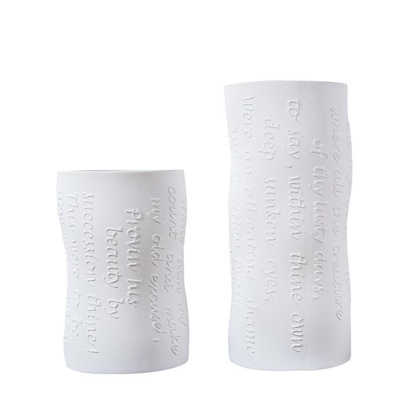 Simple White Ceramic Vase Living Room Creative Flower Arrangement Ornaments - Pacisia