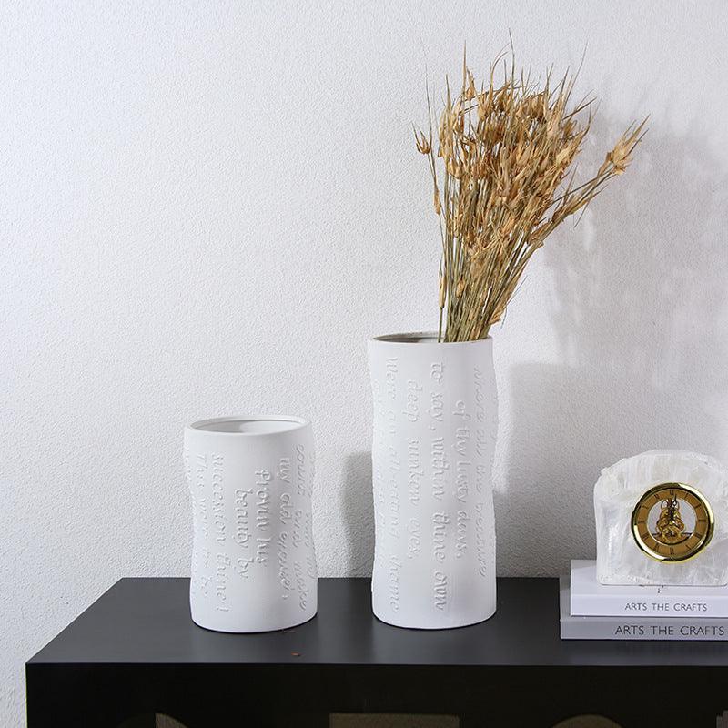 Simple White Ceramic Vase Living Room Creative Flower Arrangement Ornaments - Pacisia
