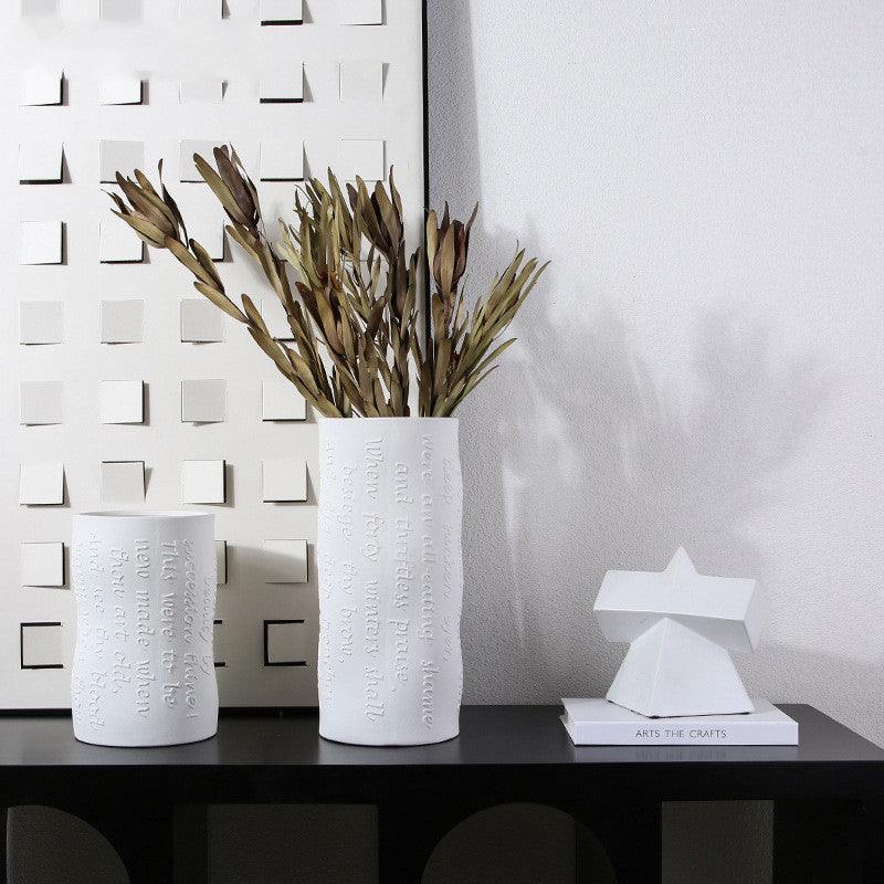 Simple White Ceramic Vase Living Room Creative Flower Arrangement Ornaments - Pacisia