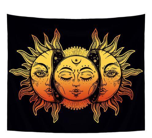 Smiry Mandala Indian Style Short Plush Tapestry Religion Sun Print Hanging Yoga Mat 148X130cm Decorative Bedroom Office - Pacisia
