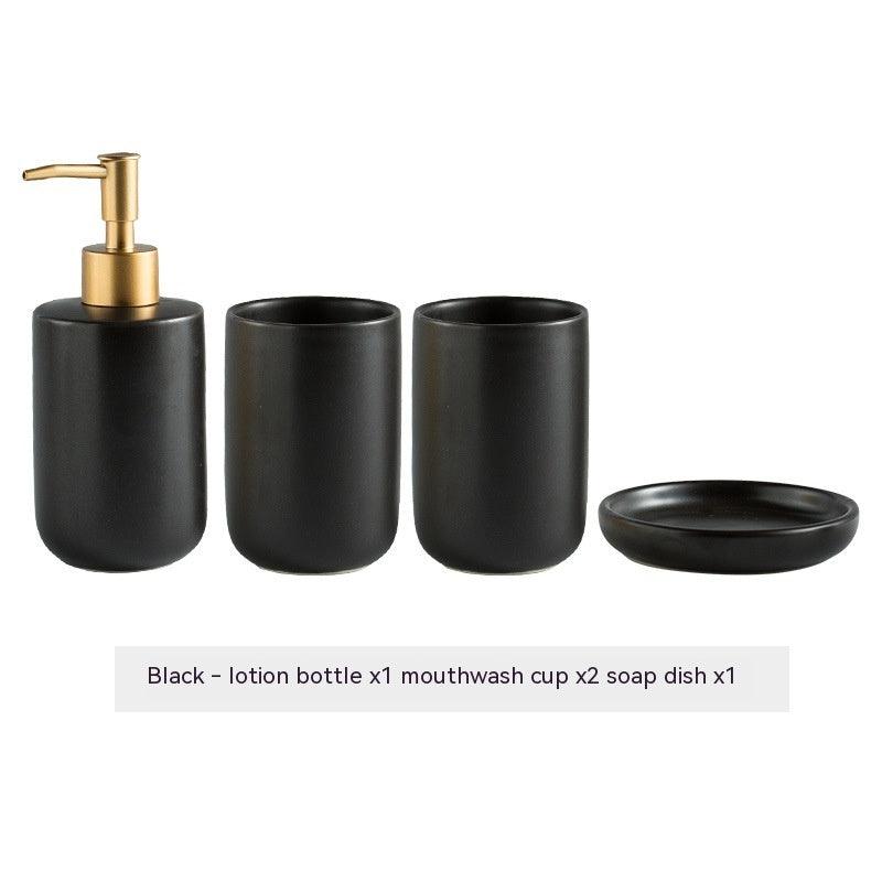 Solid Color Ceramic Bathroom Four-piece Set - Pacisia