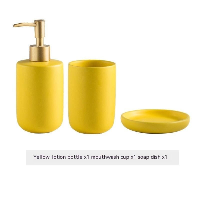 Solid Color Ceramic Bathroom Four-piece Set - Pacisia