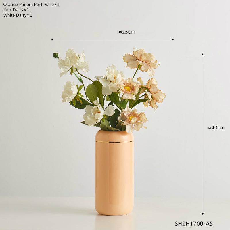 Straight Ceramic Vase Modern Minimalist Decoration Table Insert - Pacisia