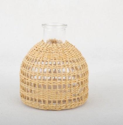 Straw Dried Flower Fragrance Japanese Woven Glass Vase - Pacisia