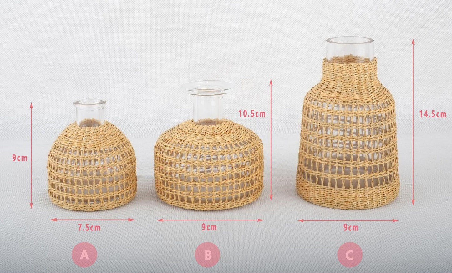 Straw Dried Flower Fragrance Japanese Woven Glass Vase - Pacisia