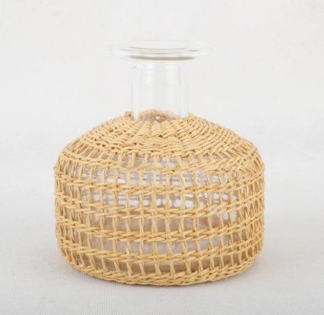 Straw Dried Flower Fragrance Japanese Woven Glass Vase - Pacisia