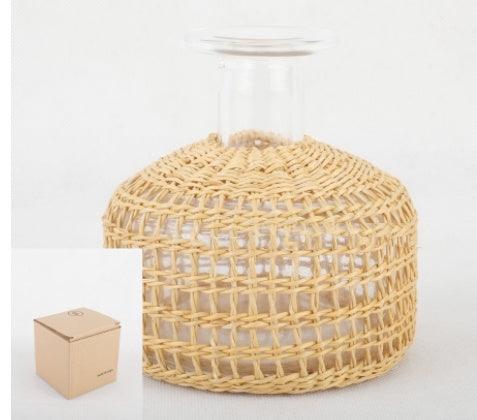 Straw Dried Flower Fragrance Japanese Woven Glass Vase - Pacisia