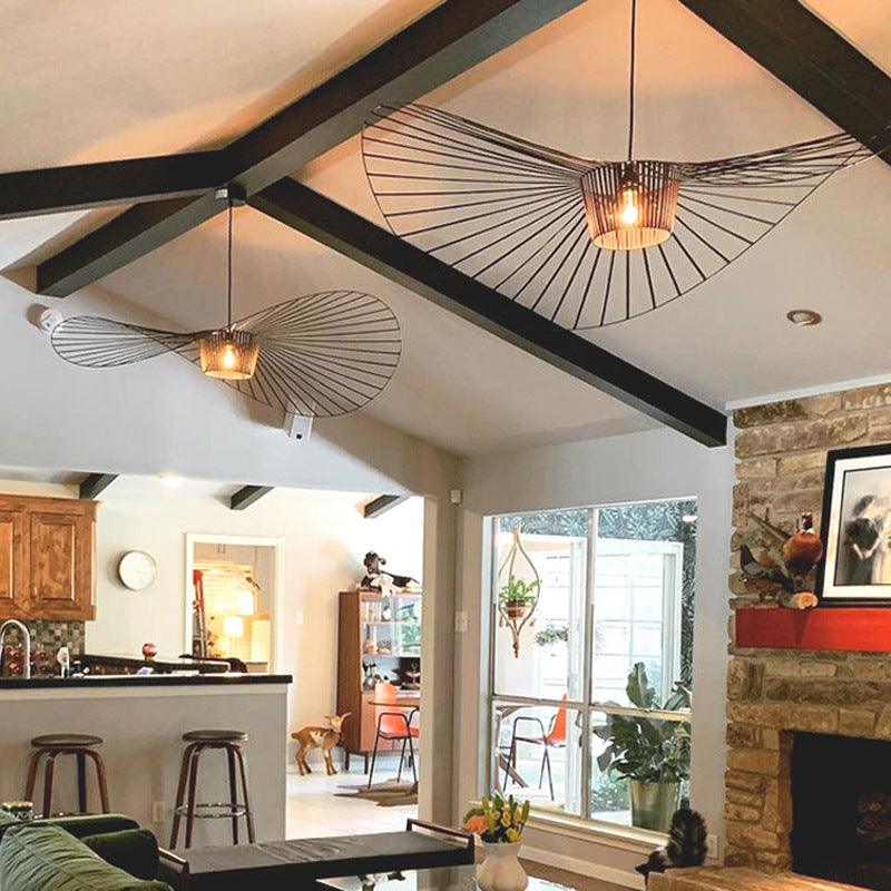 Straw Hat Shape Living Room Chandelier Simple Art - Pacisia