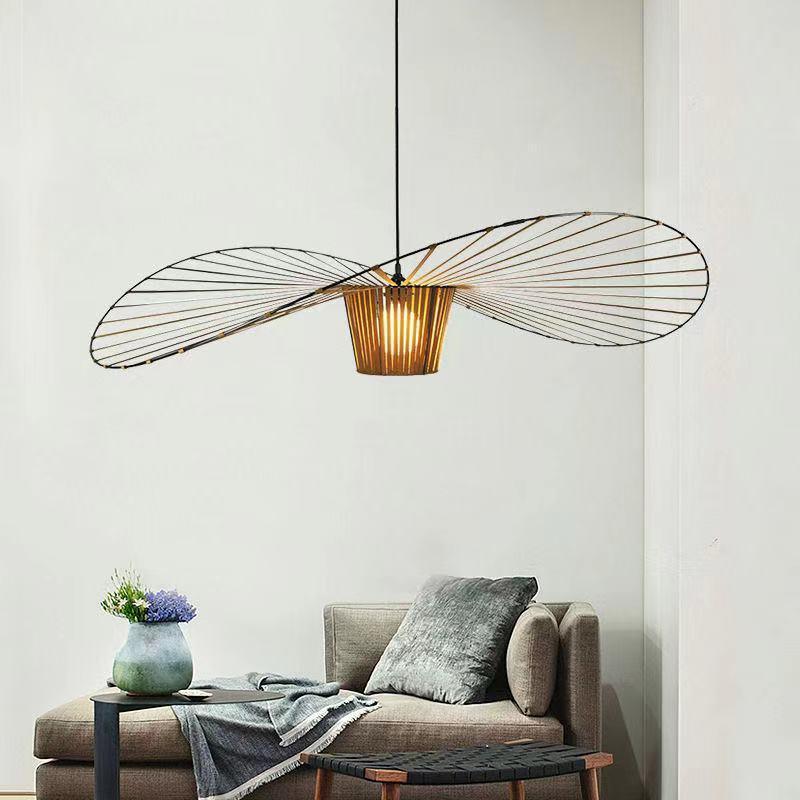 Straw Hat Shape Living Room Chandelier Simple Art - Pacisia