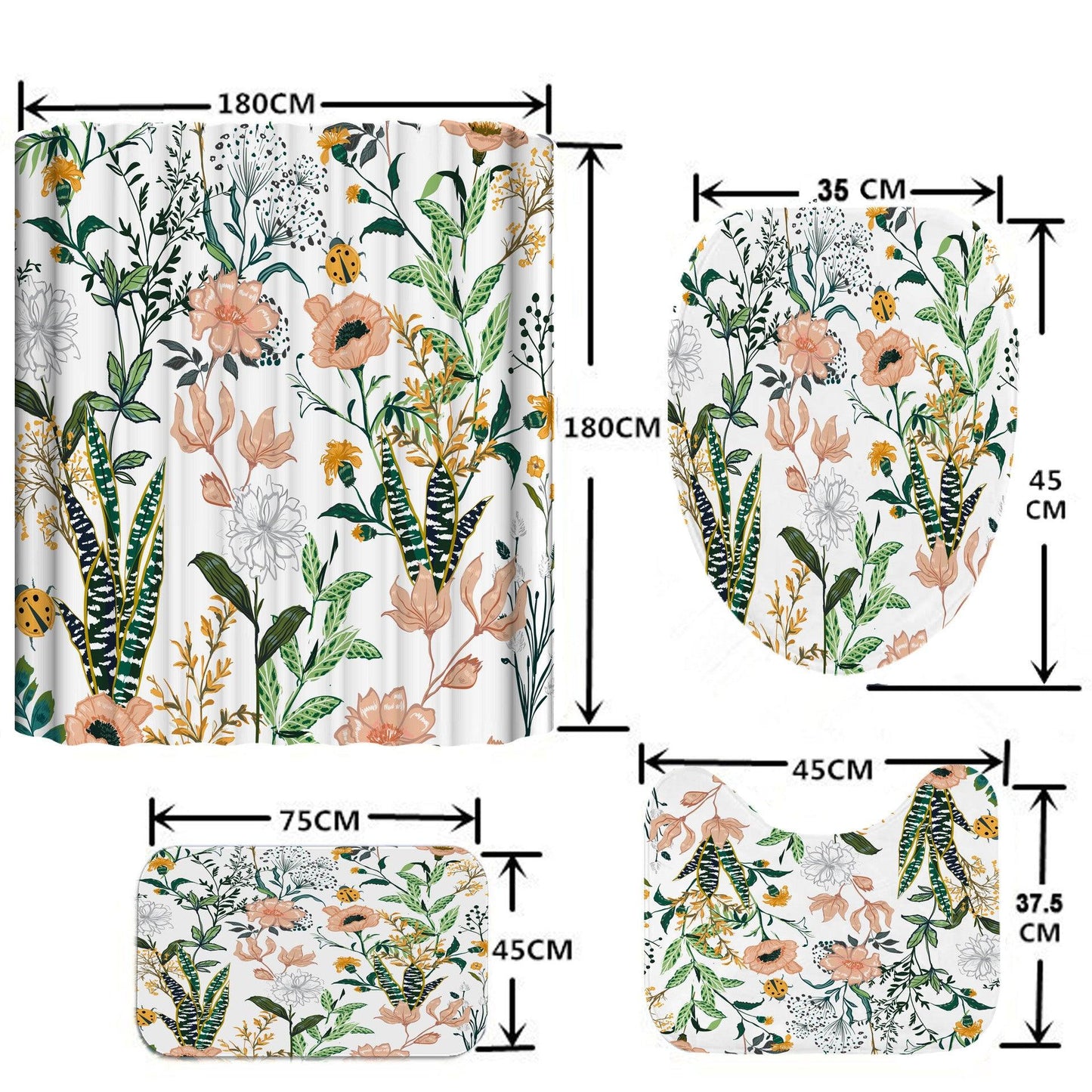 Succulent Flower And Grass Shower Curtain Digital Printing Bathroom Supplies - Pacisia