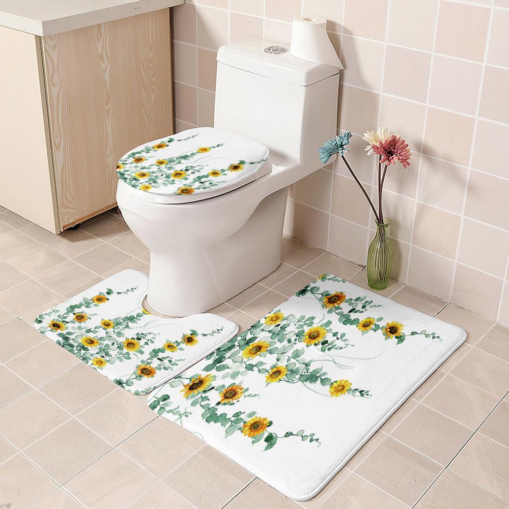 Sunflower Polyester Print Shower Curtain Set - Pacisia