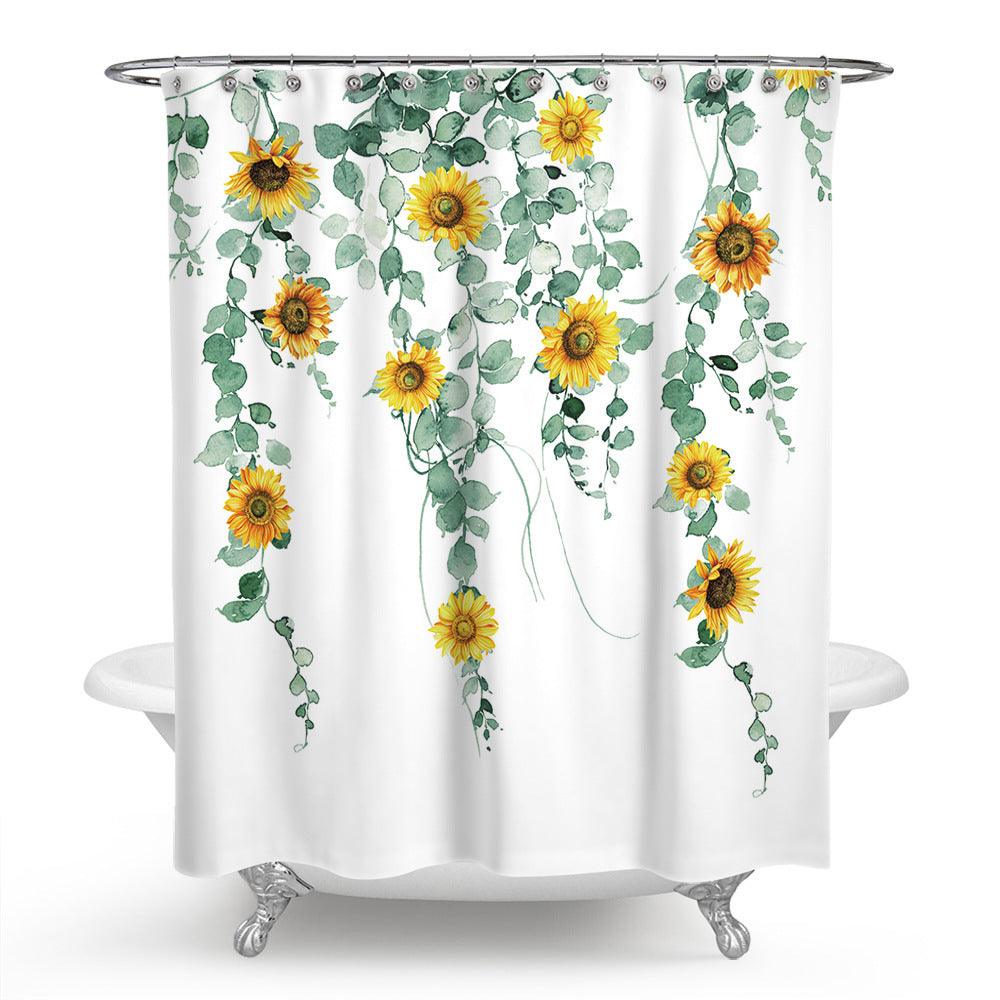 Sunflower Polyester Print Shower Curtain Set - Pacisia