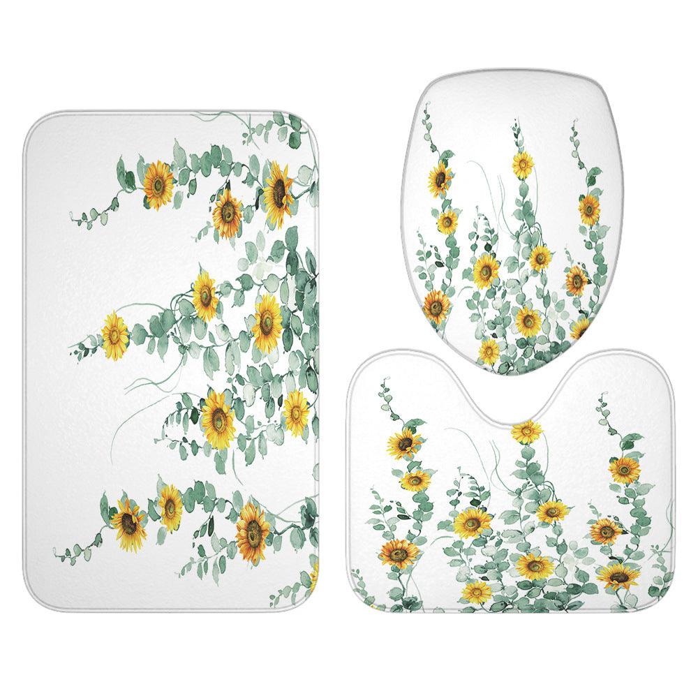 Sunflower Polyester Print Shower Curtain Set - Pacisia