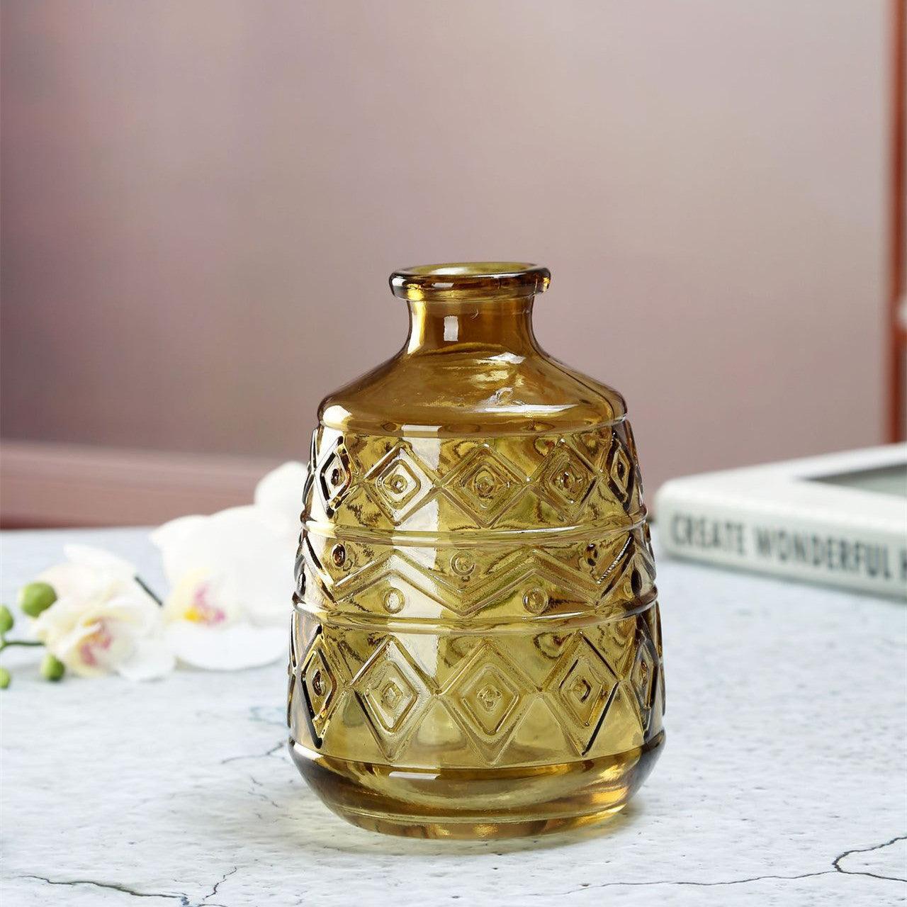 Thicken Nordic Embossed Retro Glass Vase - Pacisia