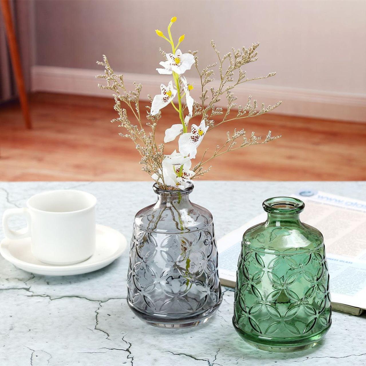 Thicken Nordic Embossed Retro Glass Vase - Pacisia