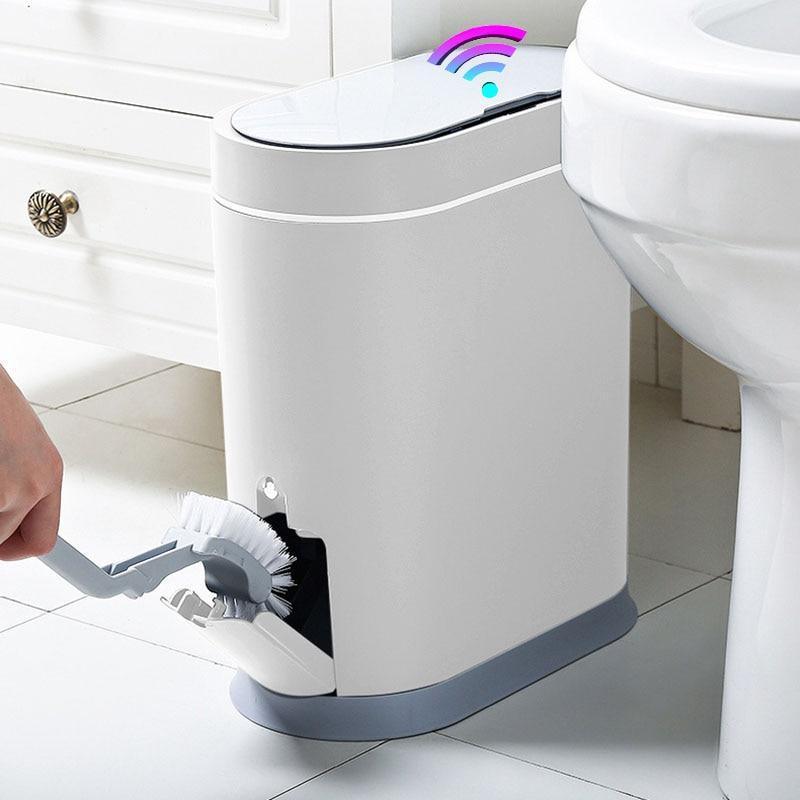Toilet Toilet Brush Electric Smart Trash Can With Lid Sensor Waterproof - Pacisia