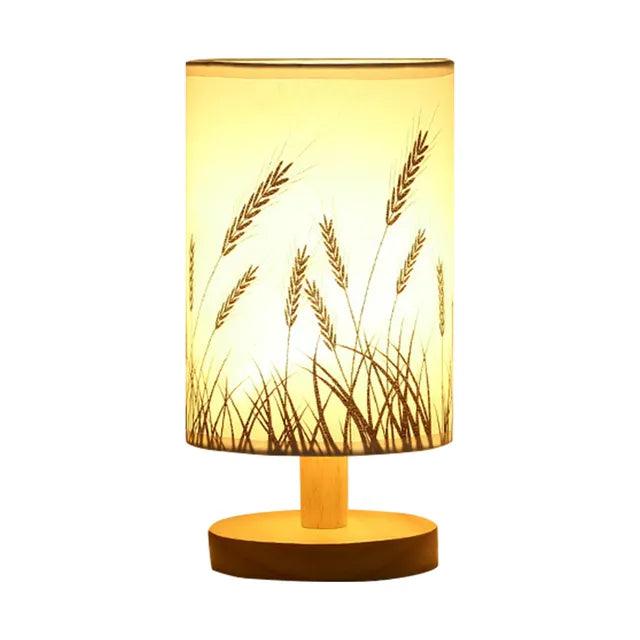USB Bedside Lamp Night Lights Table Lamp For Bedroom Wooden Desk Lamp Bedside Night Light with Cylinder Lamp Shade Home Decor - Pacisia
