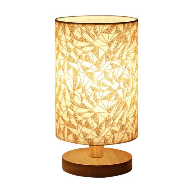 USB Bedside Lamp Night Lights Table Lamp For Bedroom Wooden Desk Lamp Bedside Night Light with Cylinder Lamp Shade Home Decor - Pacisia