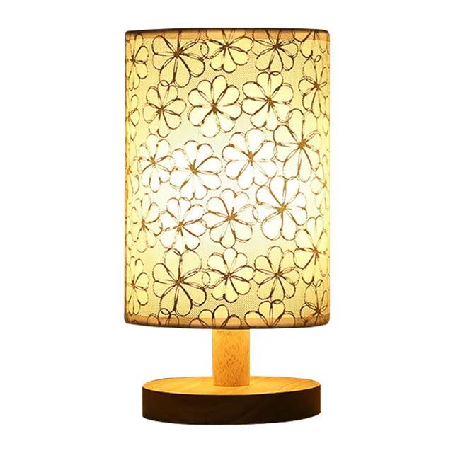 USB Bedside Lamp Night Lights Table Lamp For Bedroom Wooden Desk Lamp Bedside Night Light with Cylinder Lamp Shade Home Decor - Pacisia