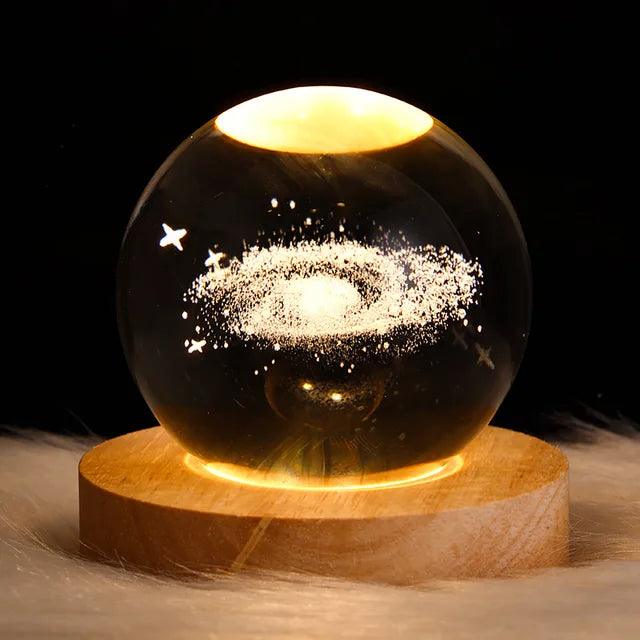 USB Night Light LED Crystal Ball Table Lamp 3D Moon Planet Galaxy Decor for Home Table Lamp Party Toys for Kids Adult Xmas Gifts - Pacisia
