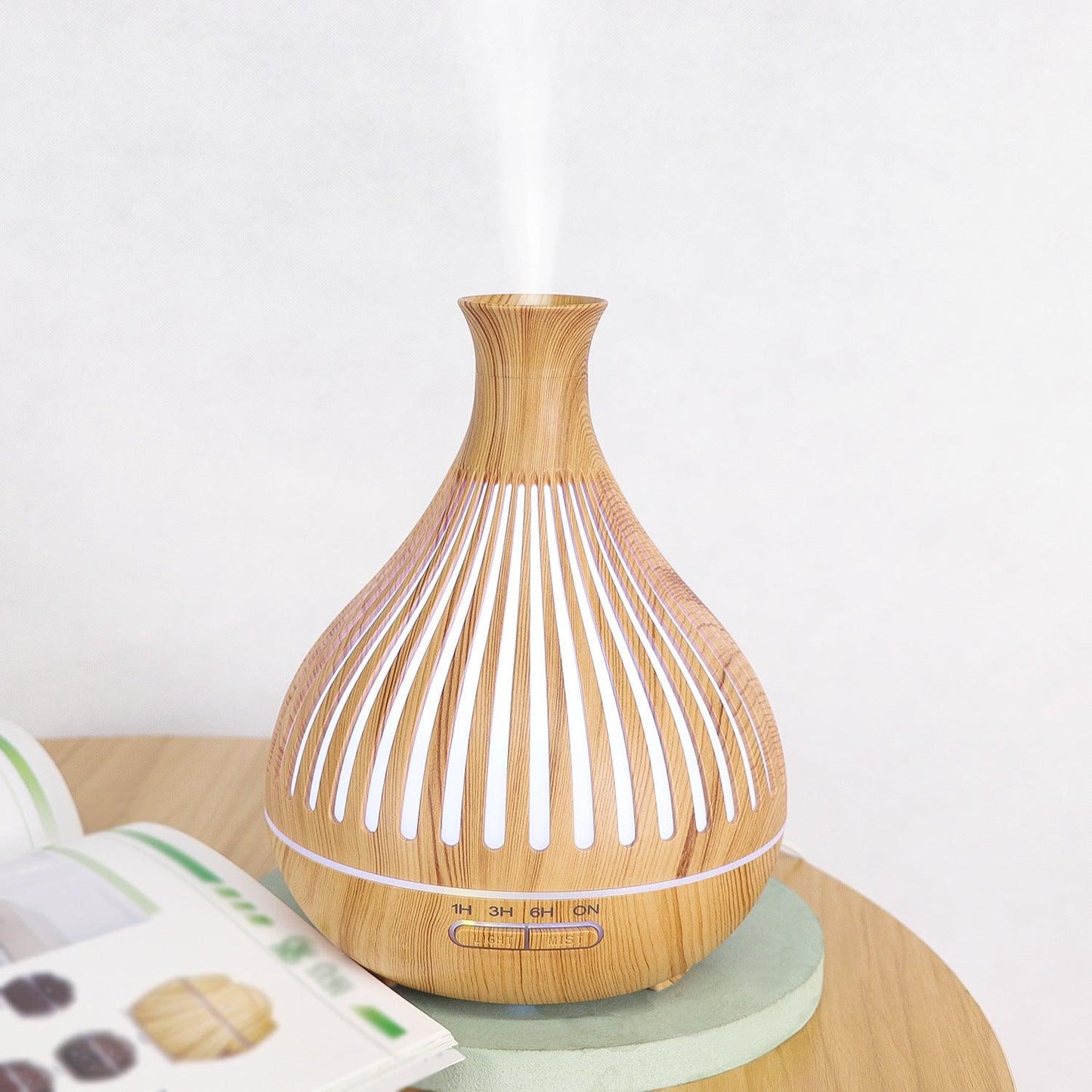 Vase Wood Grain Humidifier 400ml Vertical Silver - Pacisia