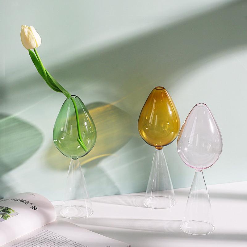 Vintage Glass Vase Minimalist Table Art Transparent Brown - Pacisia