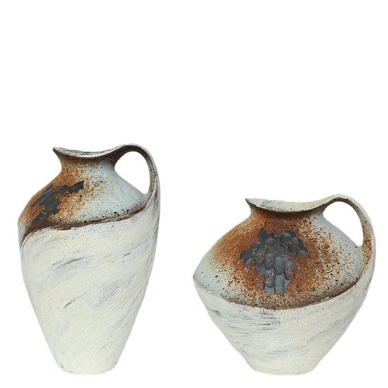 Wabi-sabi Style Stoneware Bottle Handmade Homestay Ceramic Vase - Pacisia