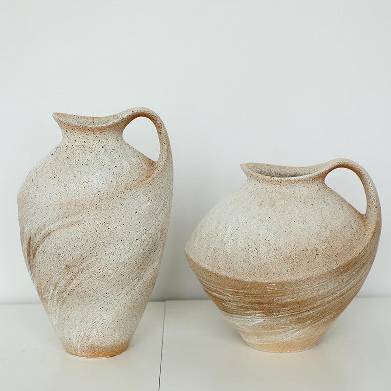 Wabi-sabi Style Stoneware Bottle Handmade Homestay Ceramic Vase - Pacisia