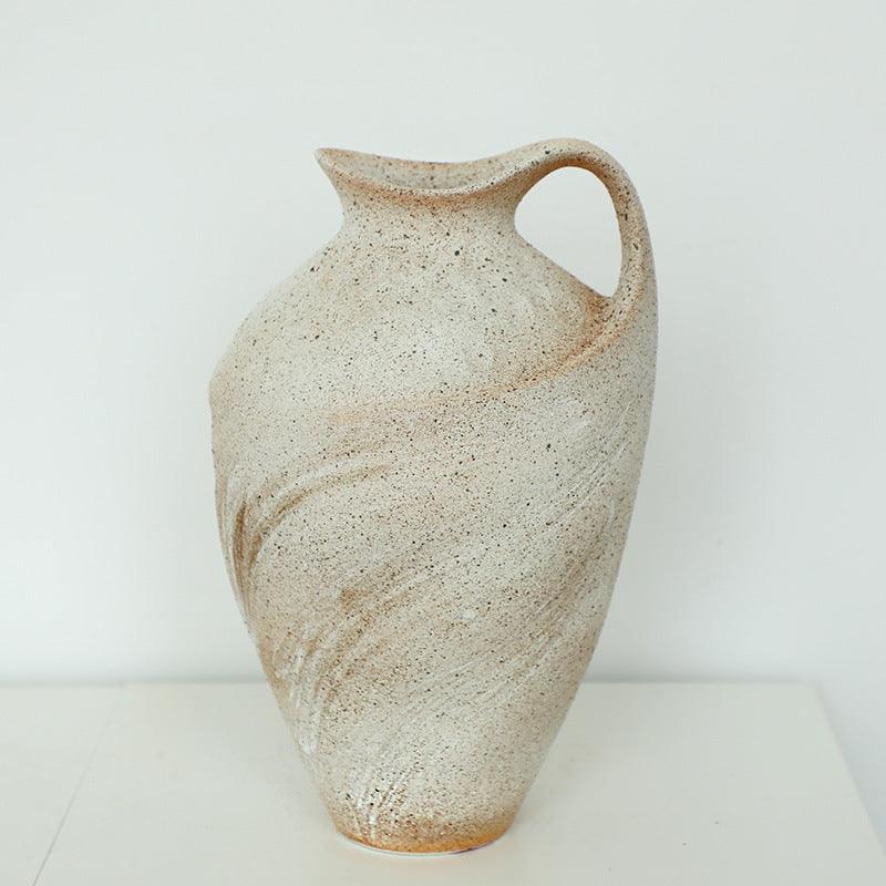 Wabi-sabi Style Stoneware Bottle Handmade Homestay Ceramic Vase - Pacisia