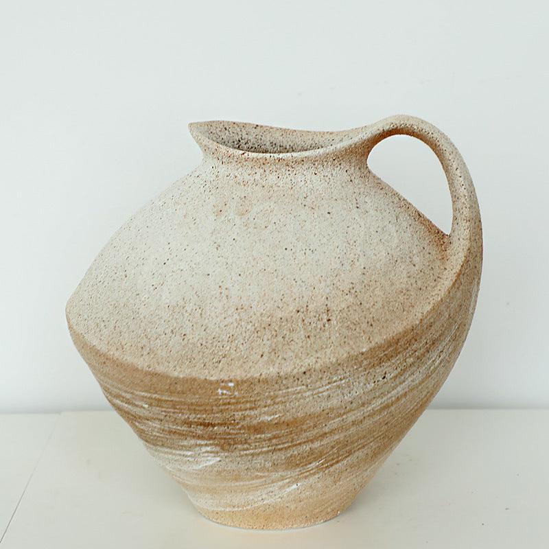 Wabi-sabi Style Stoneware Bottle Handmade Homestay Ceramic Vase - Pacisia