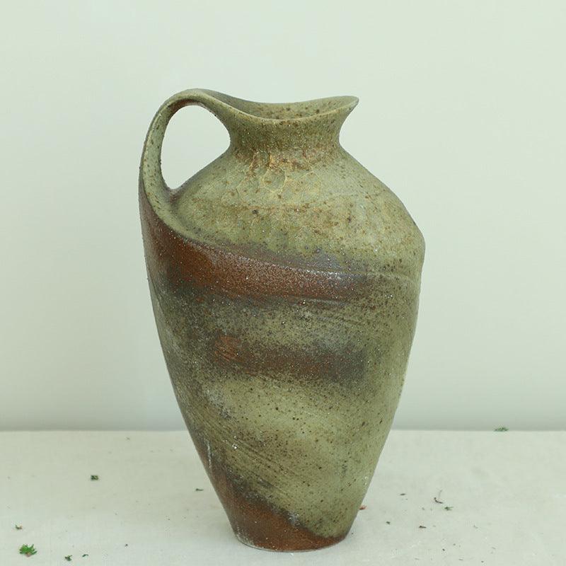 Wabi-sabi Style Stoneware Bottle Handmade Homestay Ceramic Vase - Pacisia