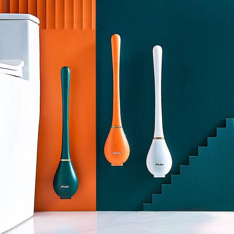 Wall-mounted Silicone Toilet Brush Without Dead Ends Household Toilet Brush - Pacisia
