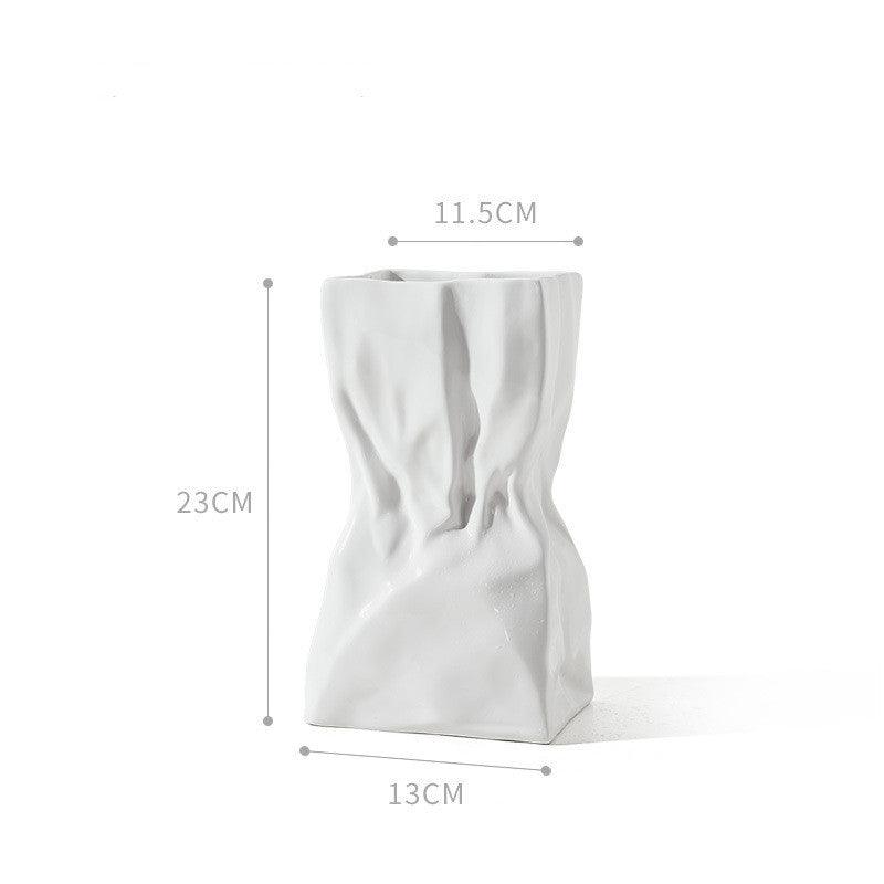 White Ceramic Vase Art Ornaments Living Room Flower Arrangement Decoration - Pacisia