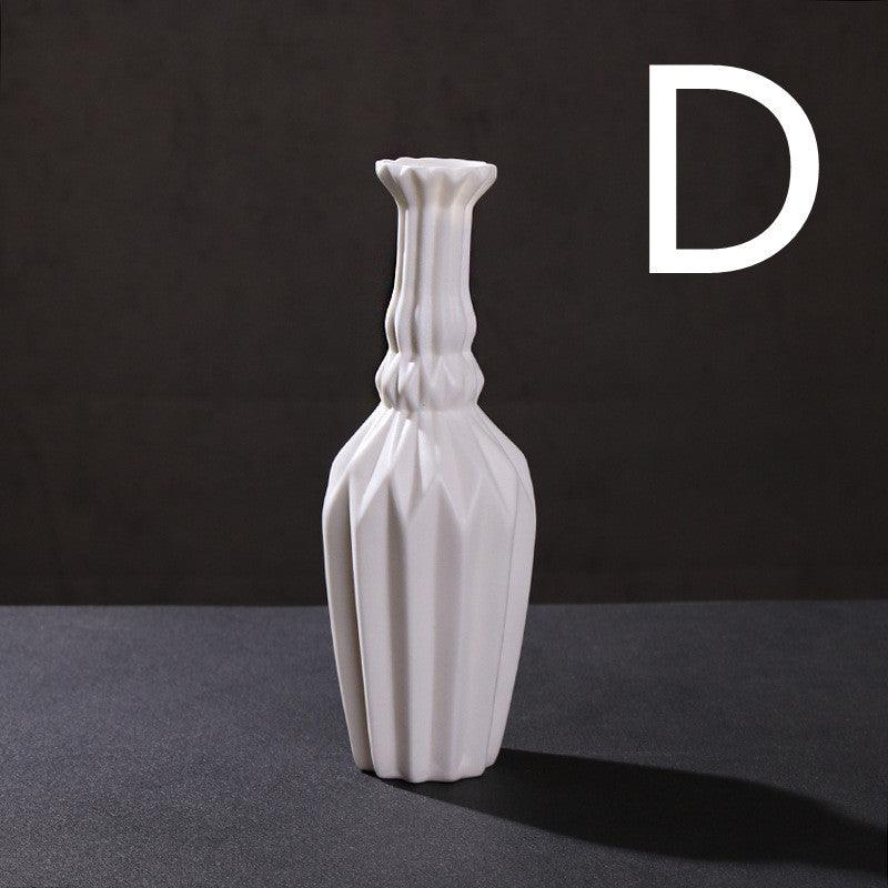 White Ceramic Water-grown Dried Flower Vase Living Room Decoration Ornaments - Pacisia