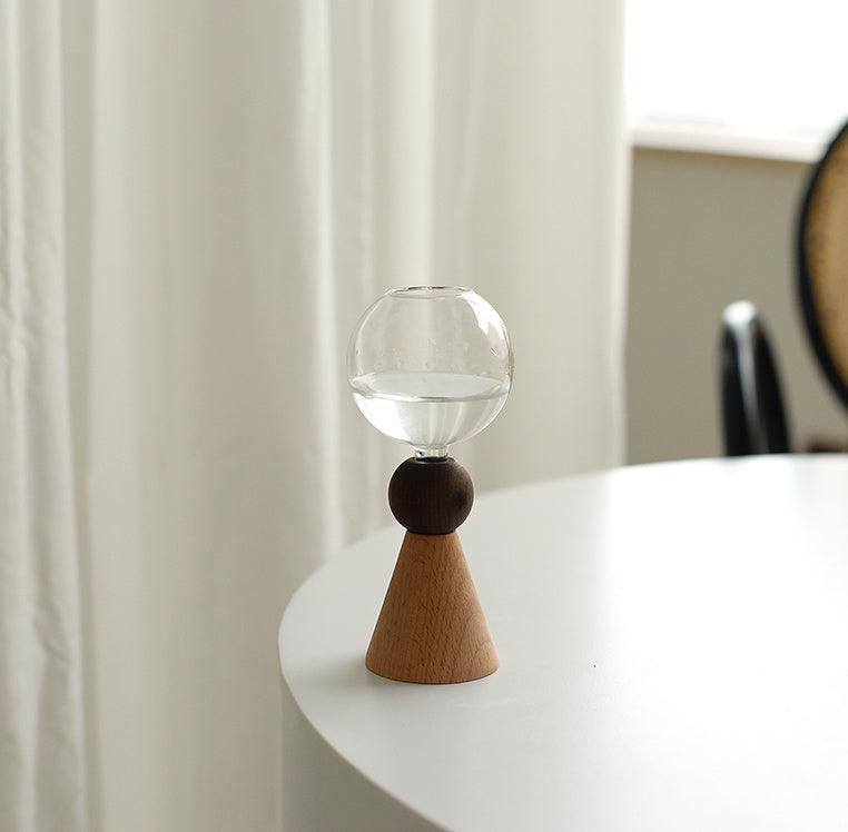 Wooden Base Geometric Bubble Vase Nordic Ins Decorative Floral Combination - Pacisia
