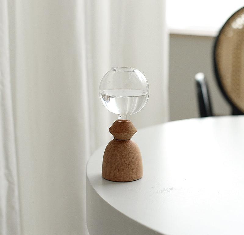 Wooden Base Geometric Bubble Vase Nordic Ins Decorative Floral Combination - Pacisia