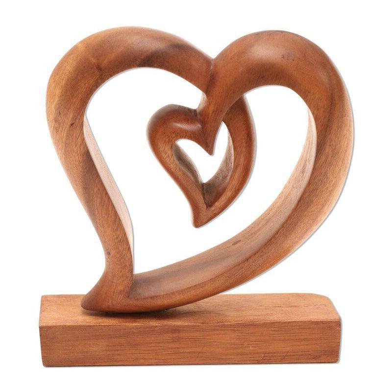 Wooden Lovers Kissing Statue Decoration Ornaments Crafts - Pacisia
